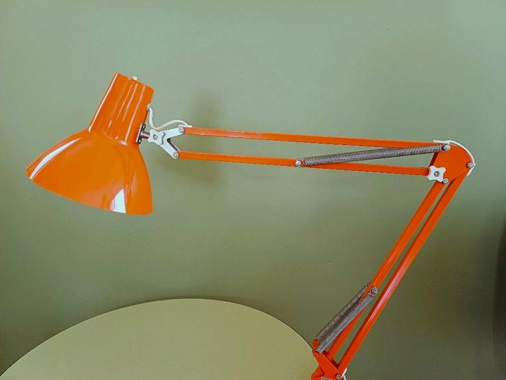 Vintage oranje architectenlamp Maxam, Deens design, Huis en Inrichting, Lampen | Tafellampen, Metaal, Ophalen of Verzenden