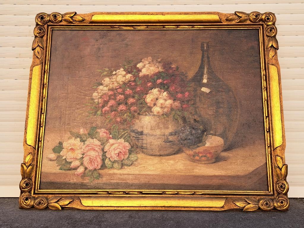 Huile sur toile nature morte signe eugene debres, Enlèvement ou Envoi