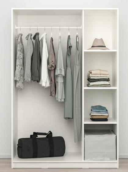 KLEPPSTAD Kledingkast (zonder deuren), wit, 117x55x176 cm, Ophalen, Gebruikt, 150 tot 200 cm, Met lade(s)