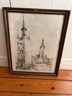 Cadre avec beffroi et église Saint-Martin, Courtrai, Antiquités & Art, Enlèvement ou Envoi
