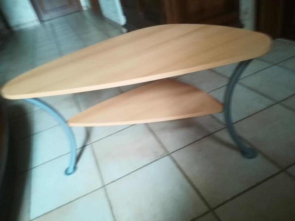 leuk salontafeltje hout metaal, Ophalen, Gebruikt, Metaal