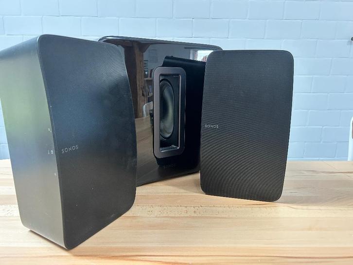 Sonos Five stereo set + Sub Gen3 – in perfecte staat, Audio, Tv en Foto, Luidsprekerboxen, Zo goed als nieuw, Front, Rear of Stereo speakers
