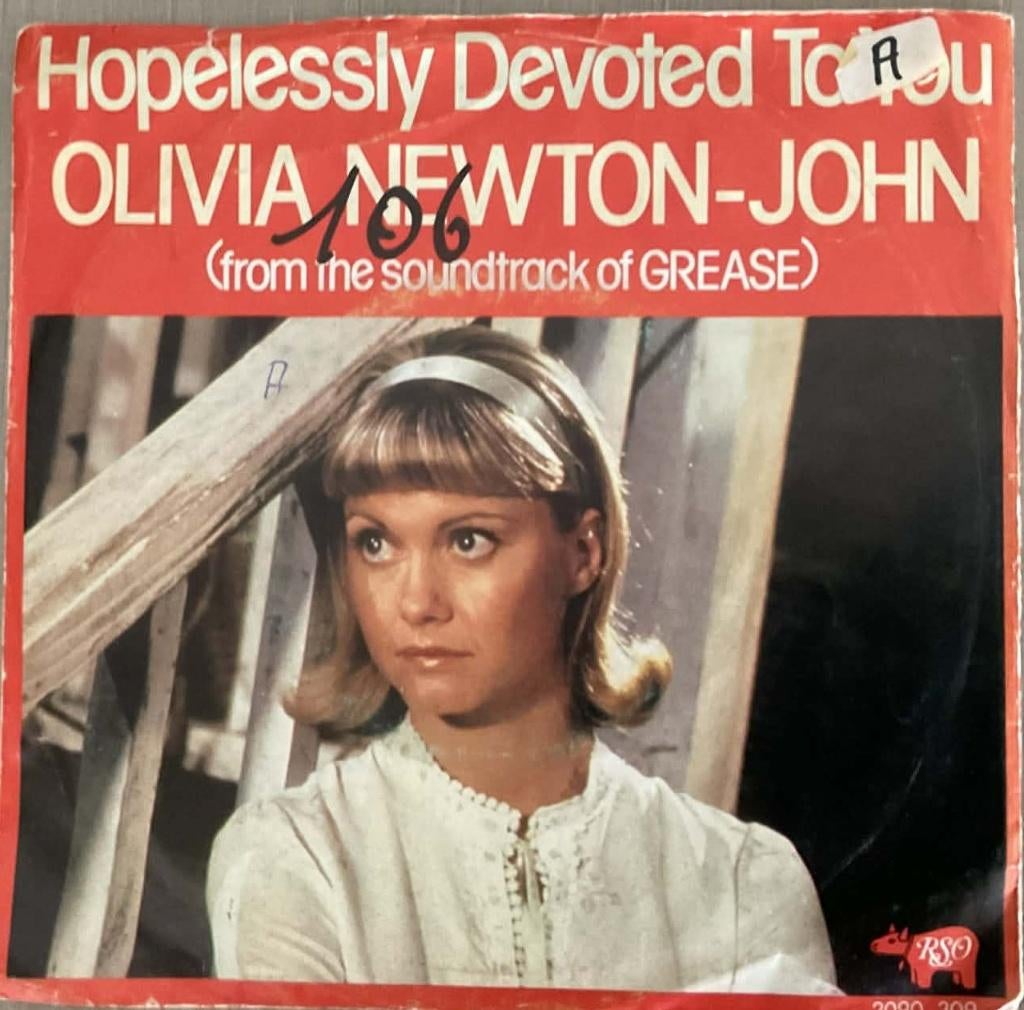 Olivia Newton-John "Hopelessly Devoted To You", Cd's en Dvd's, Vinyl Singles, Ophalen of Verzenden, Gebruikt, Filmmuziek en Soundtracks