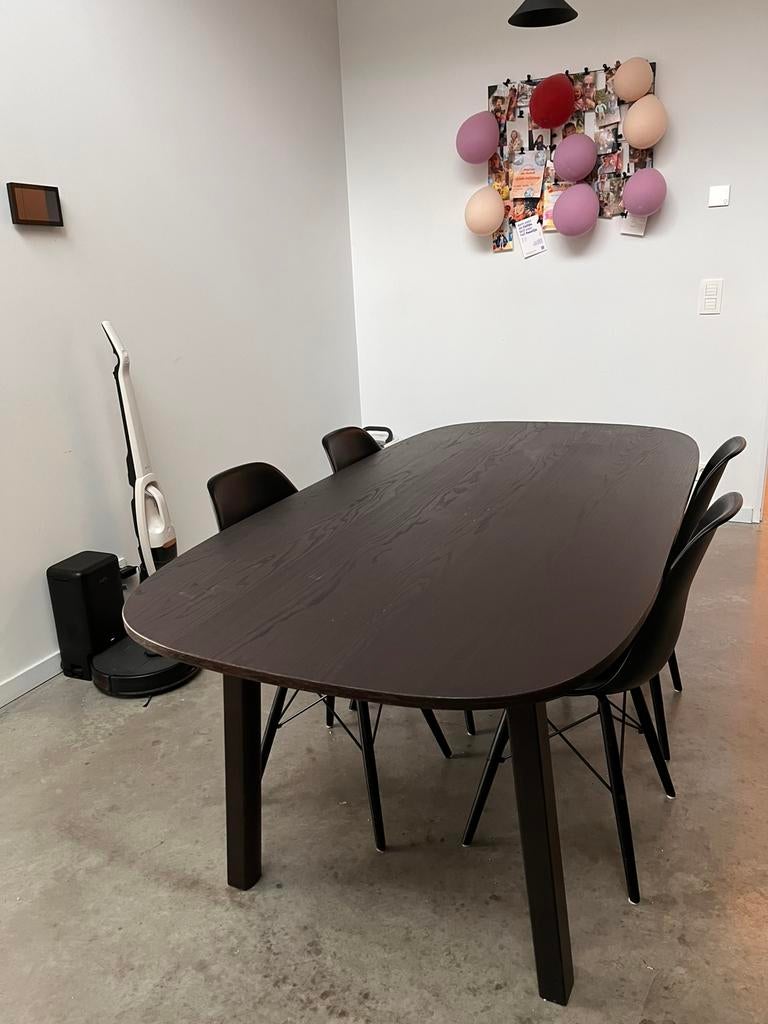 Ovaal tafel met 4 eetstoelen, Huis en Inrichting, Tafels | Eettafels, Ophalen, Gebruikt, 50 tot 100 cm, Vijf personen of meer