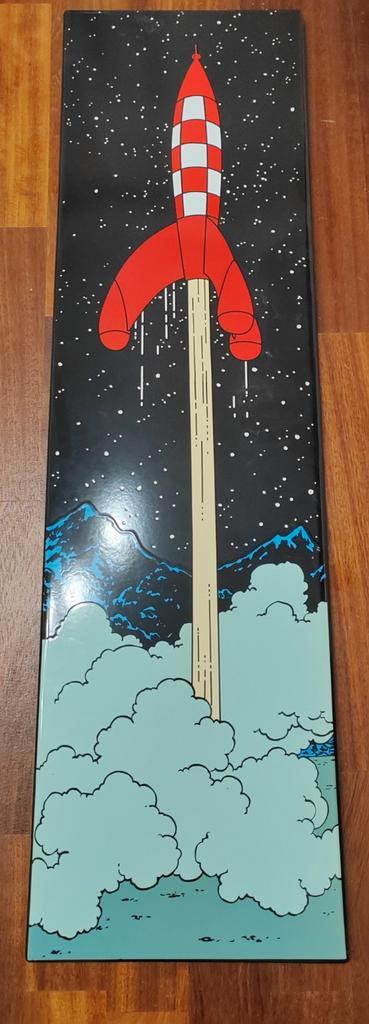 Plaque émaillée tintin fusée, Collections, Personnages de BD, Tintin