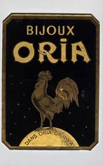 Bijoux Oria fixé sous-verre circa 1930, Enlèvement ou Envoi, Utilisé, Panneau, Plaque ou Plaquette publicitaire