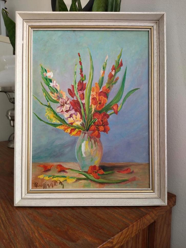 Tableau Huile sur Panneau – Nature Morte aux Glaïeuls, Antiquités & Art, Art | Peinture | Classique, Enlèvement ou Envoi