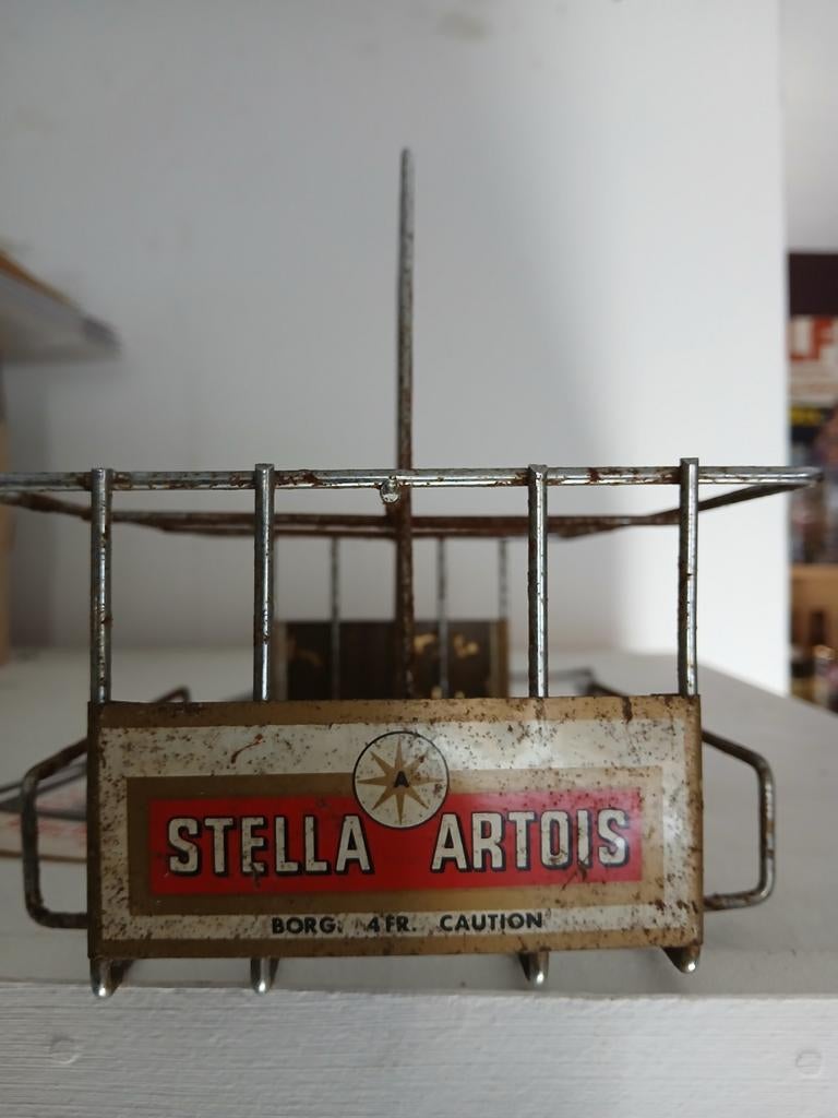 Oud Metalen draagmandje stella artois, Verzamelen, Ophalen of Verzenden