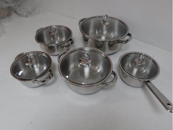 King 10 delig pannenset inductie, Huis en Inrichting, Keuken | Potten en Pannen, Zo goed als nieuw, Pannenset, Verzenden