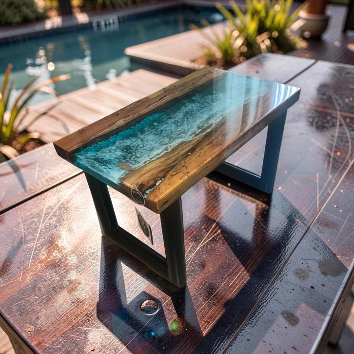 Table basse epoxy, style industriel, Huis en Inrichting, Tafels | Sidetables, Zo goed als nieuw, Ophalen of Verzenden