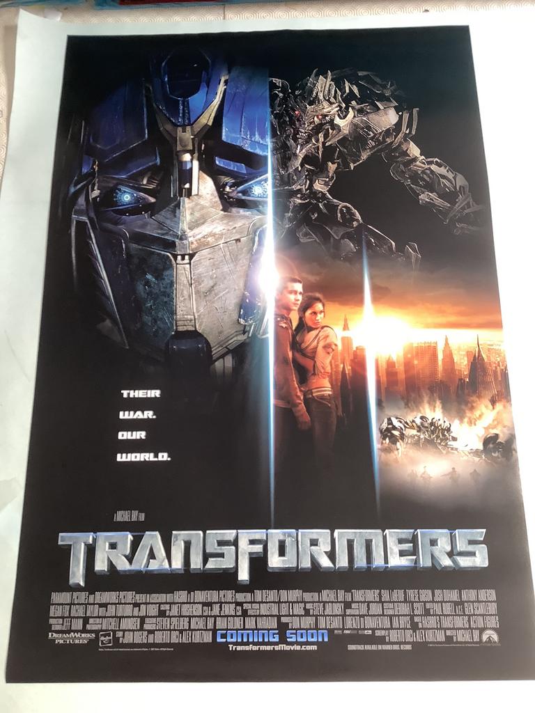 AFFICHE DU FILM TRANSFORMERS USA 70-100 cm, Collections, Enlèvement ou Envoi