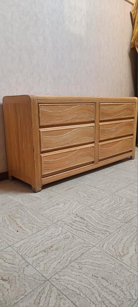 Vintage bamboe ladenkast jaren 70, Maison & Meubles, Armoires | Commodes, Enlèvement