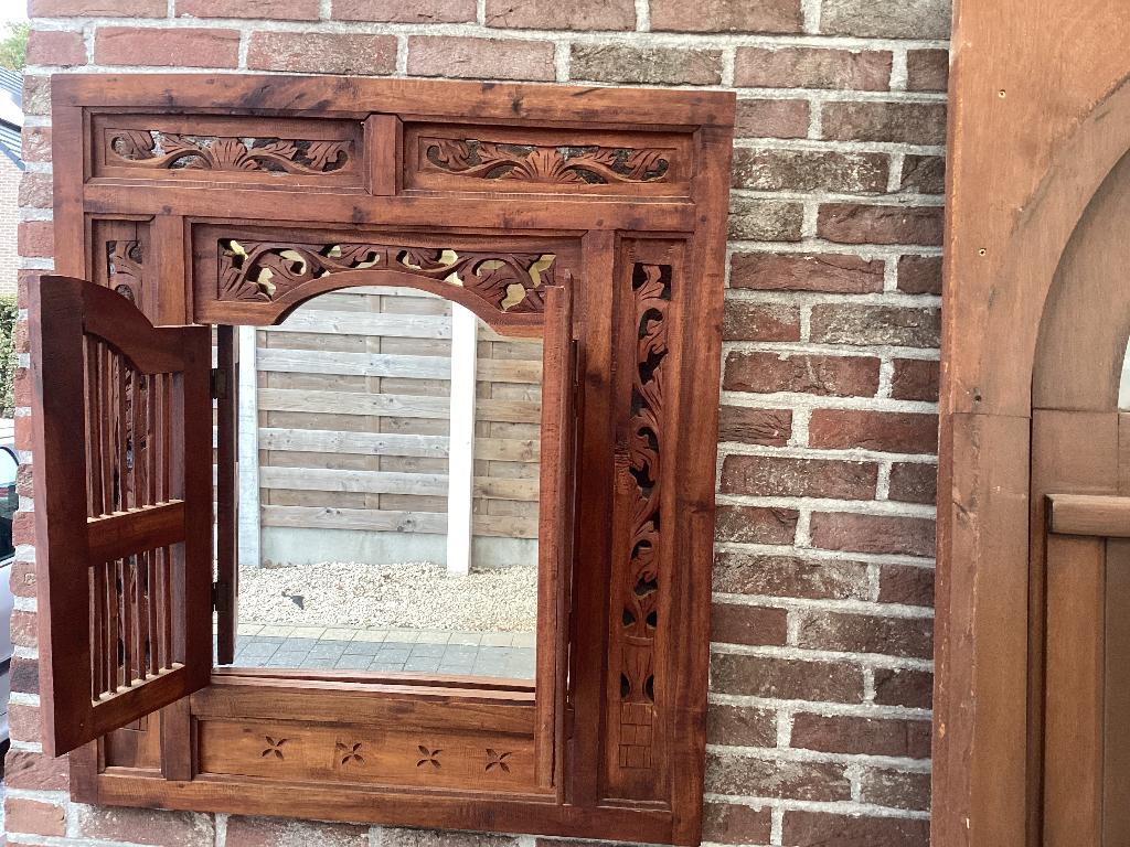 Oude wand spiegel, Maison & Meubles, Enlèvement, Utilisé, Rond