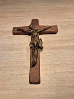 Bronze christ sur croix en bois vintage Années 50/60, Enlèvement ou Envoi
