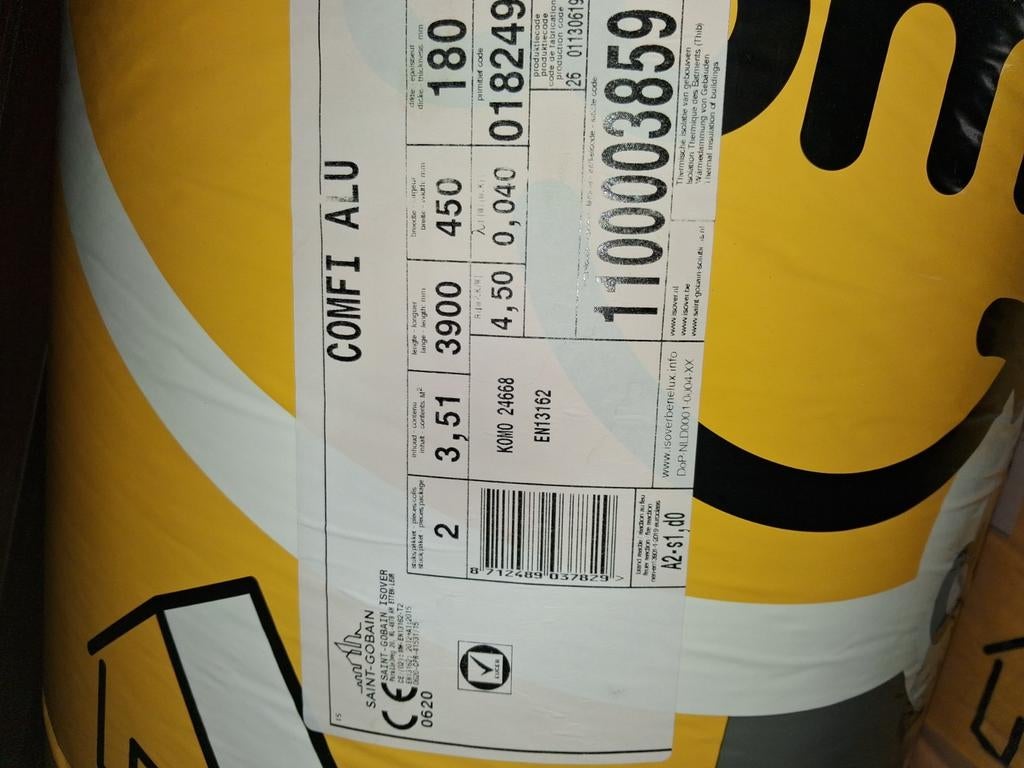 Isover comfy spijkerflensdeken 18cm dik, Ophalen, Nieuw, Steenwol, 12 cm of meer