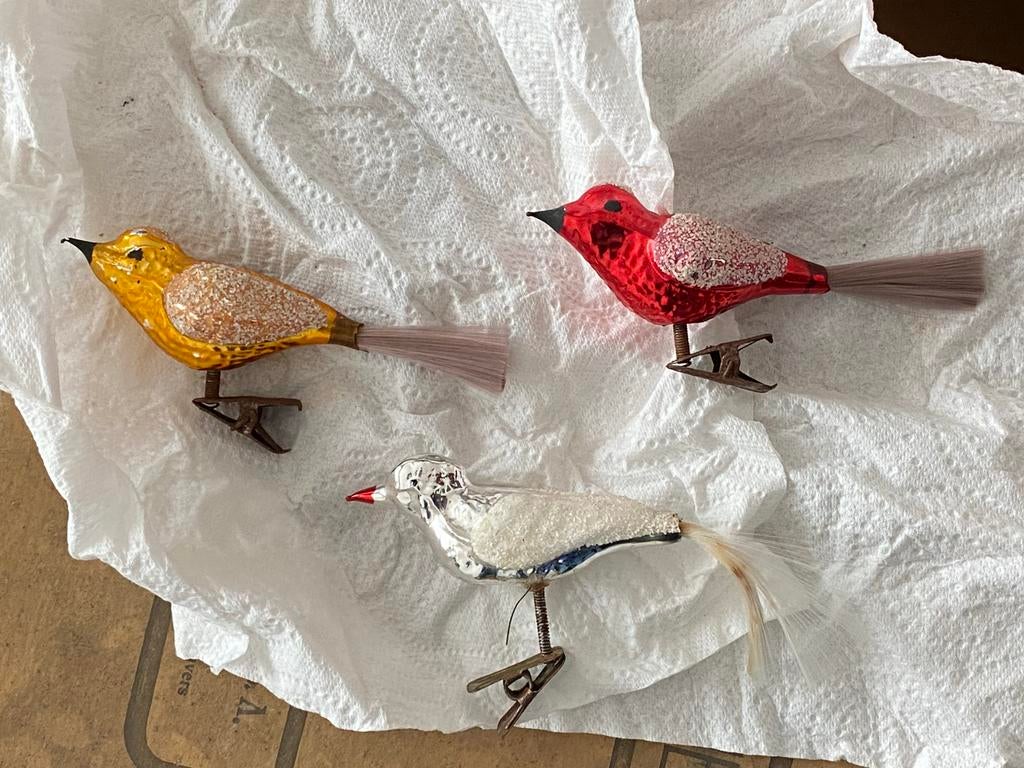 Boules Noël, oiseaux sur pince, Enlèvement ou Envoi, Comme neuf