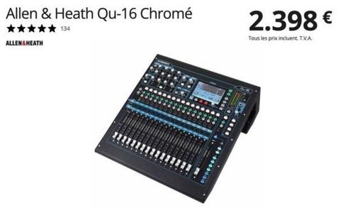 Allen & Heath QU-16 chromen digitale mixer, Muziek en Instrumenten, Mengpanelen, Zo goed als nieuw, 10 tot 20 kanalen, Microfooningang