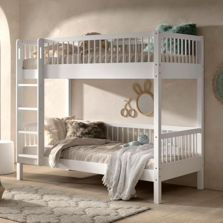 Kinderstapelbed van massief beukenhout 90x200, Kinderen en Baby's, Kinderkamer | Stapelbedden en Hoogslapers, Nieuw, Stapelbed