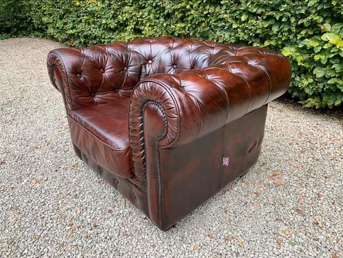 Engelse chesterfield fauteuil uit echt rundleder, Maison & Meubles, Canapés | Sofas & Chaises Longues, Enlèvement