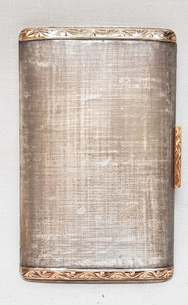 Art Deco poederdoos - goud en zilver., Antiek en Kunst, Antiek | Zilver en Goud, Goud, Zilver, Ophalen of Verzenden