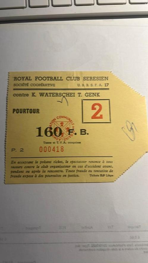Ticket RFC Seraing - Waterschei Thor Genk, Collections, Articles de Sport & Football, Utilisé, Autres types, Envoi