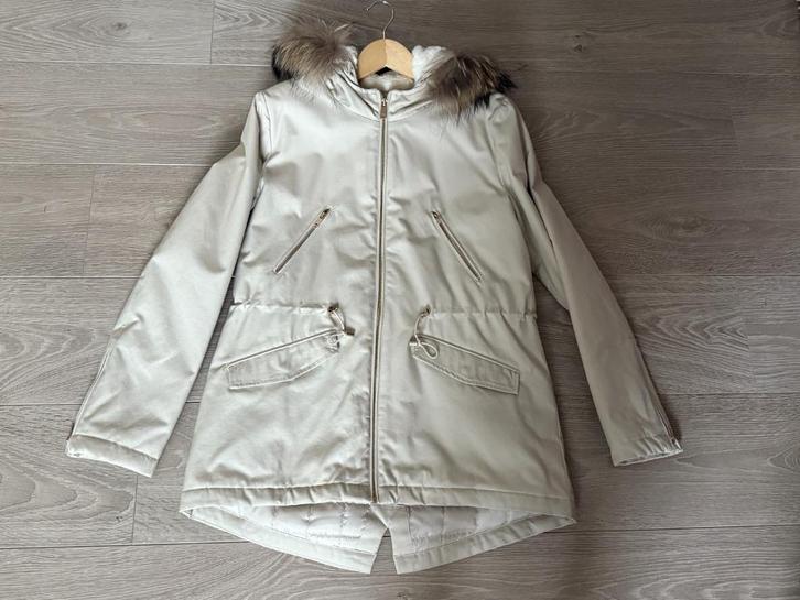 Wintermantel met kap Kocca (maat L), Kleding | Dames, Jassen | Winter, Nieuw, Maat 42/44 (L), Beige, Ophalen of Verzenden