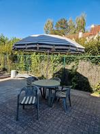 Set parasol, tafel 100cm, 4 stoelen, 4 kussens + 2 stoelen, Tuin en Terras, Ophalen