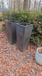 2 prachtige grote gelakte keramische bloempotten, Tuin en Terras