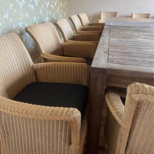 Rotan Loom stoel beige naturel met armleuning, Huis en Inrichting, Stoelen, Zo goed als nieuw, Vijf, Zes of meer stoelen, Riet of Rotan