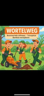 Verwijderen van boom wortels opkuisen van tuinen, Ophalen