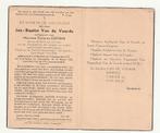 VAN DE VOORDE Oud-Strijder 14-18 Londerzeel Peissegem 1952, Verzamelen, Bidprentjes en Rouwkaarten, Verzenden, Bidprentje