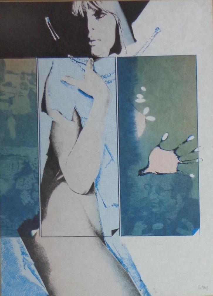 POL MARA / SENSUELE VROUW / KLEURLITHO / 87x67cm / KADER SIG, Antiek en Kunst, Kunst | Litho's en Zeefdrukken, Ophalen