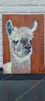 Lama schilderij op hout voor Kerst, Antiek en Kunst, Ophalen of Verzenden