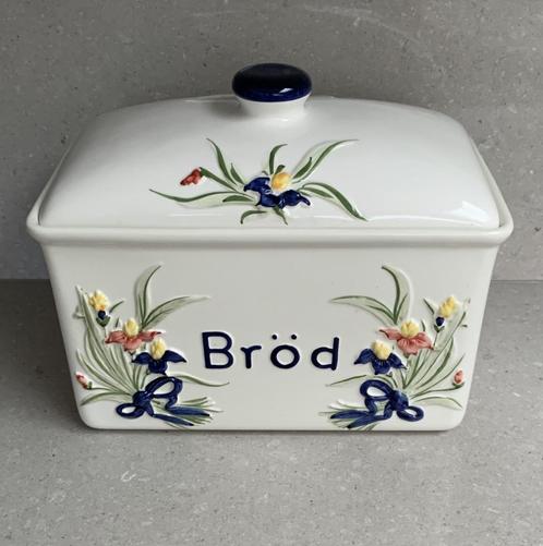 Vintage handgeschilderde Brooddoos aardewerk, Antiquités & Art, Antiquités | Céramique & Poterie, Enlèvement ou Envoi