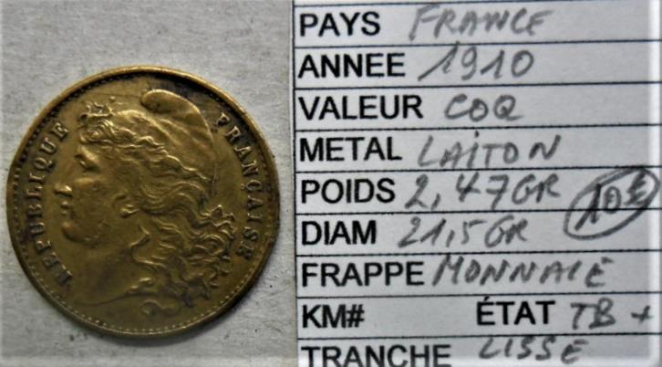 Token van de Franse republiek 21,5 mm haan Freedom Equality, Postzegels en Munten, Penningen en Medailles, Overige materialen