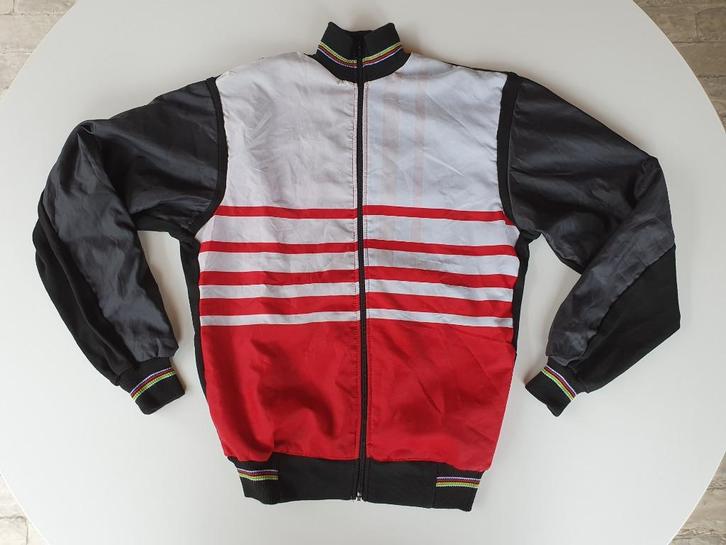 Vintage rood-wit-zwarte wielerjas (Wal-Mar Sport, W.M.S), Sport en Fitness, Wielrennen, Gebruikt, Kleding, Ophalen of Verzenden