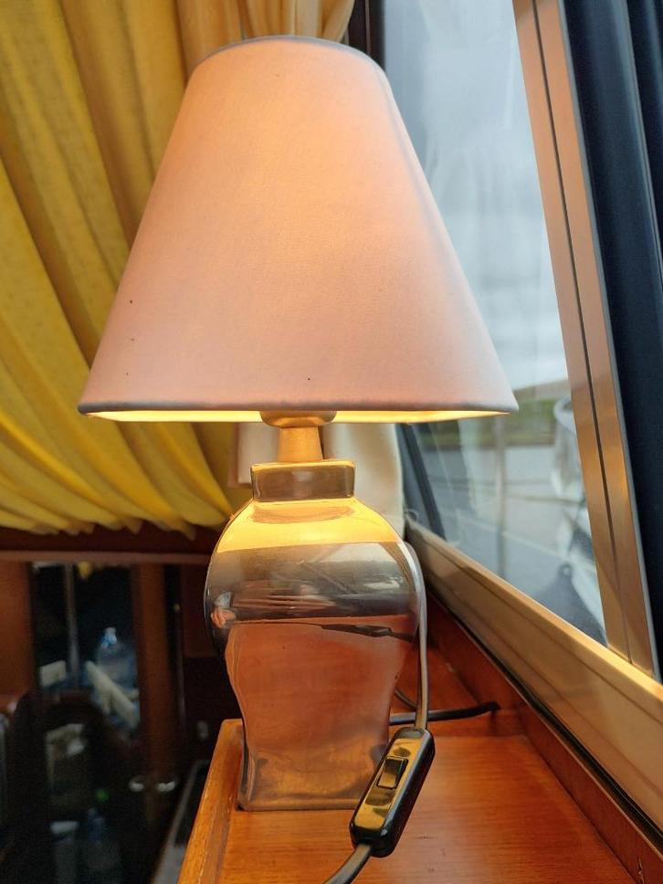 Elegante klassieke schemerlamp crèmekleurig, Huis en Inrichting, Lampen | Tafellampen, Zo goed als nieuw, Minder dan 50 cm, Metaal