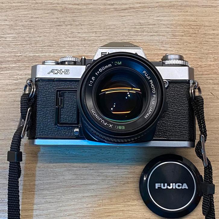 Fujica AX-5, Fujinon 55mm f1.6 - zeldzaam* perfecte staat, Audio, Tv en Foto, Fotocamera's Analoog, Zo goed als nieuw, Spiegelreflex