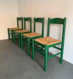 4 vintage stoelen van hout en stro, Huis en Inrichting, Stoelen, Ophalen, Zo goed als nieuw, Hout