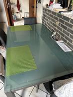 Mooie eettafel met glazen blad. Inclusief 4 mooie stoelen, Huis en Inrichting, Tafels | Eettafels, Ophalen, Zo goed als nieuw