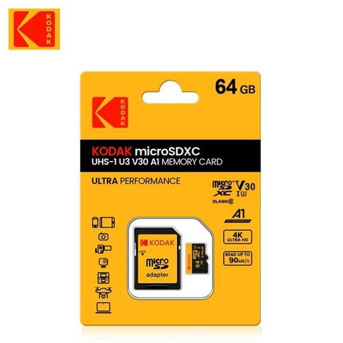 64 GB KODAK SD SDHC Geheugenkaart MicroSD A1 U3 Class 10 V30, Audio, Tv en Foto, Foto | Geheugenkaarten, MicroSD, 64 GB, Ophalen of Verzenden