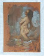 Schilderijtje/ Studie van Naakt in het Water - Olieverf, Antiek en Kunst, Ophalen of Verzenden