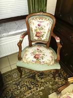 Vintage Stoel/Zetel Louis XV geborduurd groen, Ophalen