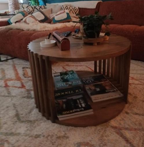 Salontafel massief hout Weba, Huis en Inrichting, Tafels | Salontafels, Nieuw, 50 tot 75 cm, Minder dan 50 cm, Rond, Overige houtsoorten