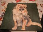 Schilderij op doek gesigneerd , lief hondje 50x50cm, Ophalen