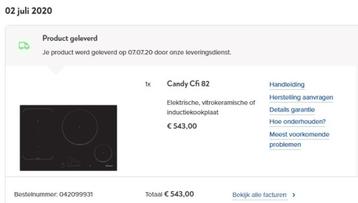 Inductie kookplaat - Candy CFI 82  beschikbaar voor biedingen