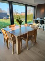 Eiken tafel met 8 stoelen, 100 tot 150 cm, 100 tot 150 cm, Gebruikt, Eikenhout
