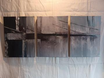 Schilderij: Acryl op canvas, abstract drieluik beschikbaar voor biedingen