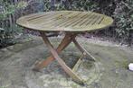 Table jardin ronde bois exotique 120cm pliable à réparer, Jardin & Terrasse, Rond, Bois, Enlèvement, Utilisé