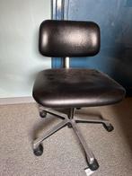 Vintage leren bureaustoel, Huis en Inrichting, Ophalen, Gebruikt, Zwart, Bureaustoel